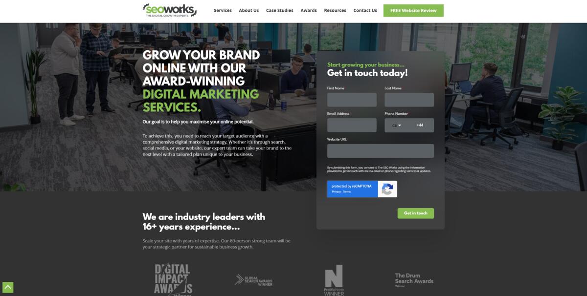 The SEO Works website — national SEO and digital marketing agency homepage